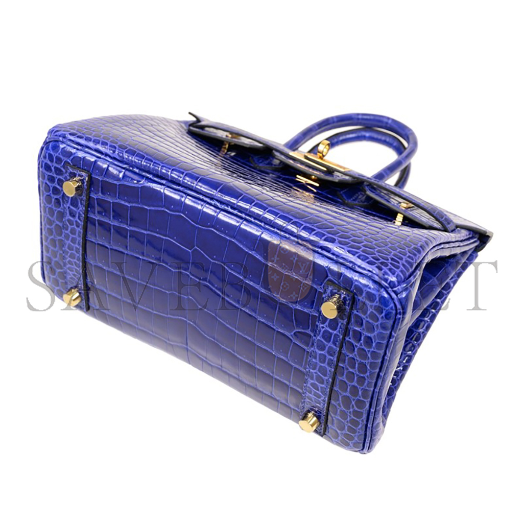 HERMÈS MASTER BIRKIN 25 CROCODILE LEATHER ELECTRIC BLUE BAG GOLD BUCKLE H041354CK21 (25*20*13cm)